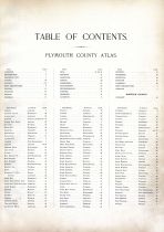 Table of Contents, Plymouth County and Cohasset Town 1903